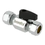 BONFIX Kogelstopkraan recht knel 22x22 (zwarte knop)