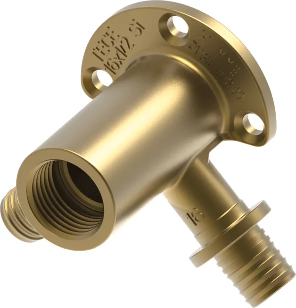 TECEflex dubbele muurplaat 90° lang silicium brons 16 mm x 1/2" x 16 mm