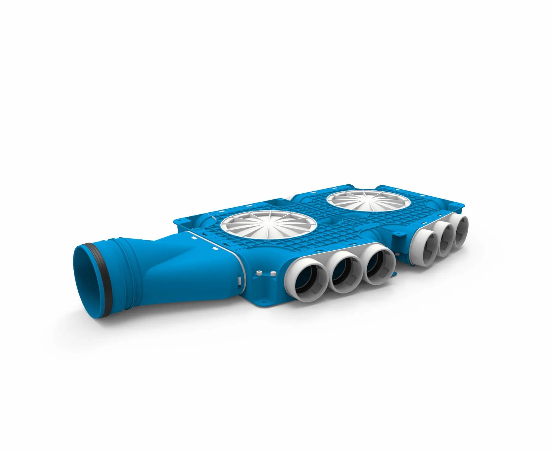 Vent-Axia Uniflexplus ventilatie samengestelde verdeler 15x Ø69mm met horizontale tuit Ø125mm