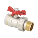 BONFIX Kogelkraan 1" bi x 1" koppeling bu +vlindergreep rood