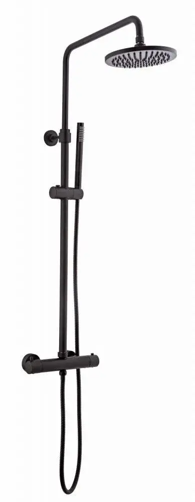 Saniful-Doucheset-opbouw-thermostatisch-in-hoogte-verstelbaar-rond-20-cm-Mat-Zwart-6044 Saniful Doucheset opbouw thermostatisch in hoogte verstelbaar rond 20 cm Mat Zwart