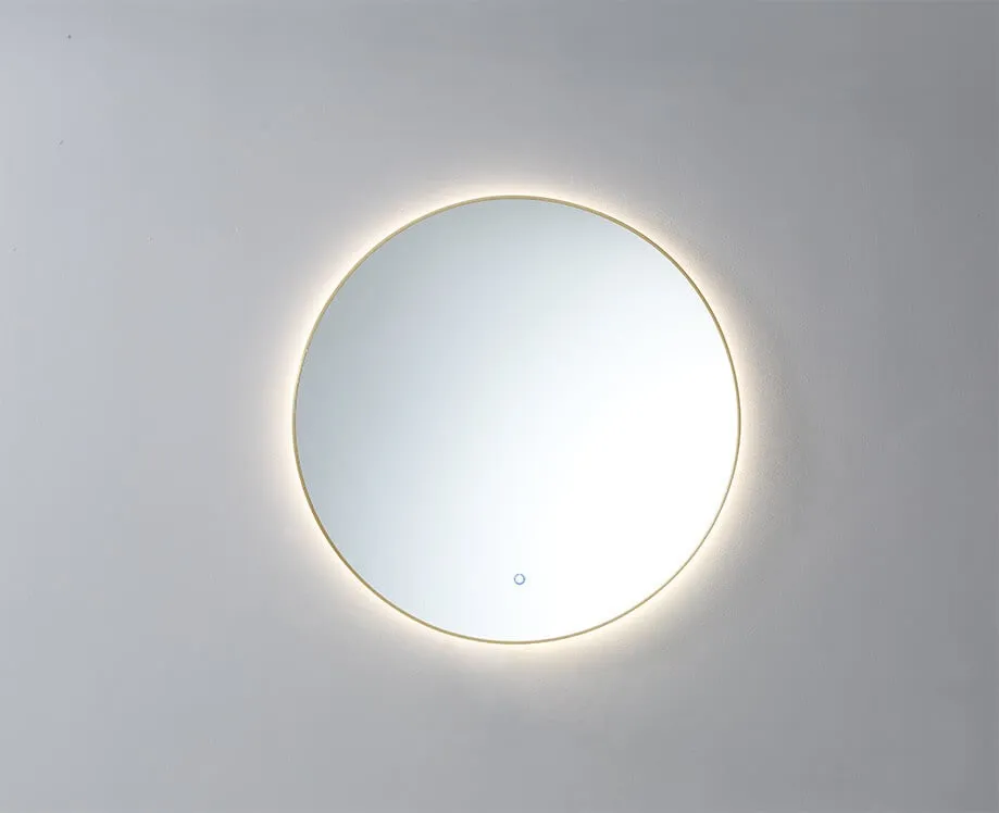 Saniful Ronde badkamerspiegel goud geborsteld met led verlichting in 3 kleuren instelbaar & dimbaar Incl. spiegelverwarming