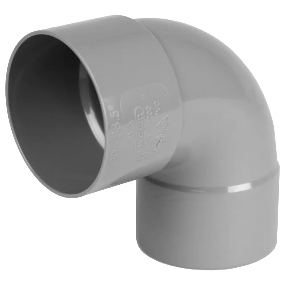 PVC HWA Bocht 90° grijs 80 M/S
