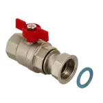 BONFIX Kogelkraan 1" wartel x 1" bi.dr. + rode vlindergreep